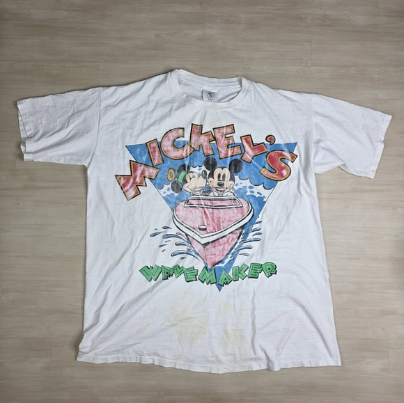 Vtg Mickey Mouse Walt Disney World Shirt 80s Rare Wavemaker Single Stitched XXL - Picture 1 of 6
